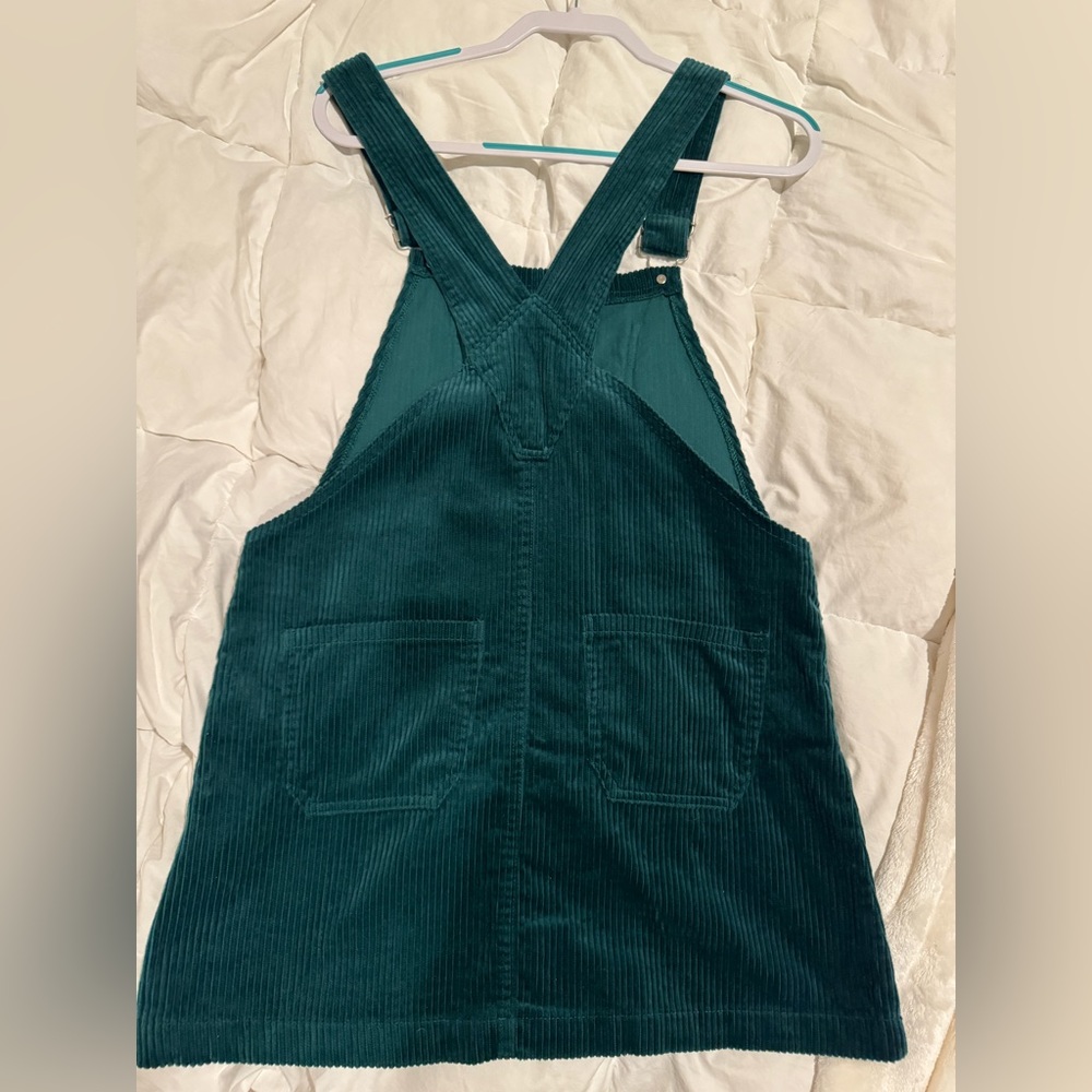 Green Corduroy Overall Dress